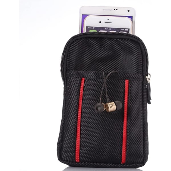 Galaxy Zip Mobiltelefon Midjeväska Nylon Smartphone Veska Bälte Väskor Plånbok med karbinhake