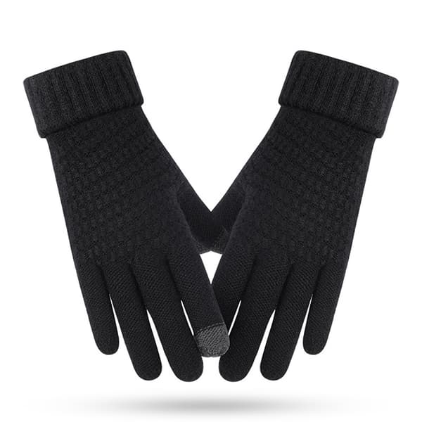Vinter Touch-Handskar Dam Herr Varma Stretch Stickade Vantar Imitation Black_yux Black