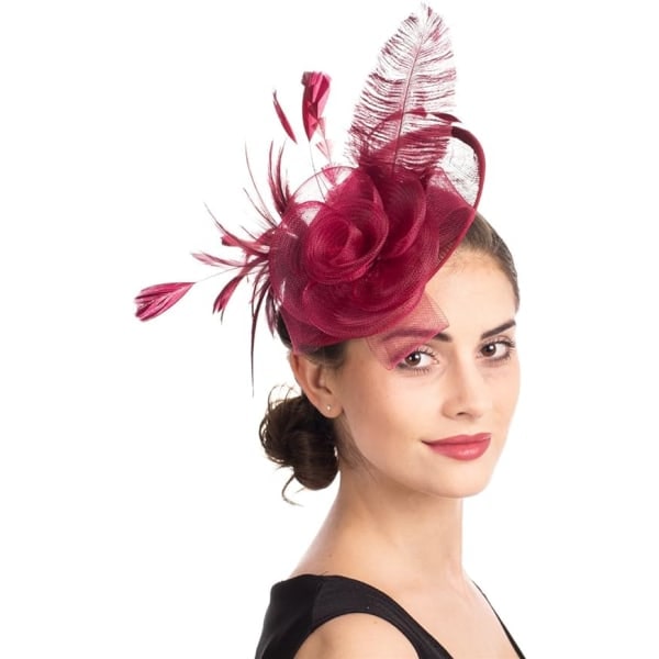TG Blomma Fjäder Pannband Fascinator Bröllop Huvudbonader Dam Race Royal Ascot Pillbox Bröllop Cocktail Tea Party Derby Hatt för Kvinnor
