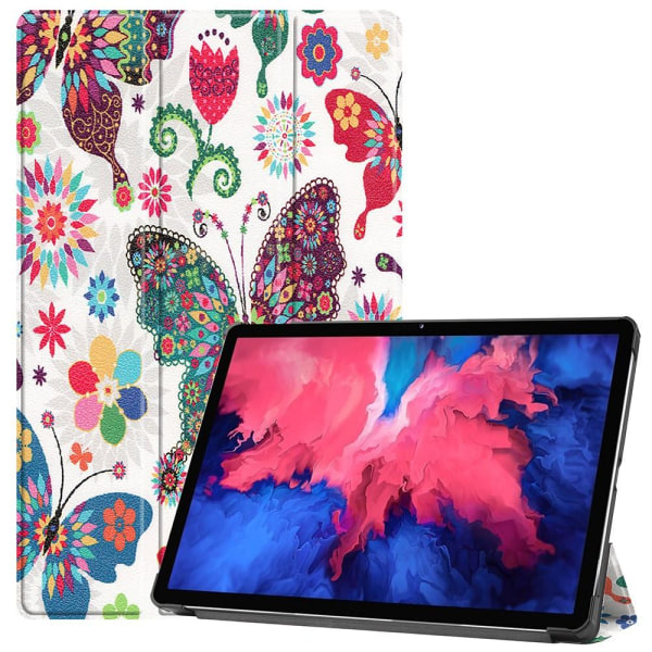 Trefoldet Etui til Lenovo Tab P11 TB-J606F / P11 Plus - Butterfly flerfarget