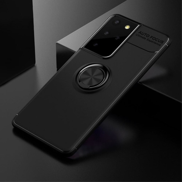 Samsung Galaxy S21 Ultra -kotelo sormenrenkaalla ja sisäänrakennetulla levyllä - Musta