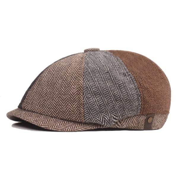 Kvinnor Män Basker Hatt Baixiaoyuan Färgmatchning Fiskbens Retro Åttkantig Hatt Hatt Retro Basker Färgmatchning 1 M（56-58cm）