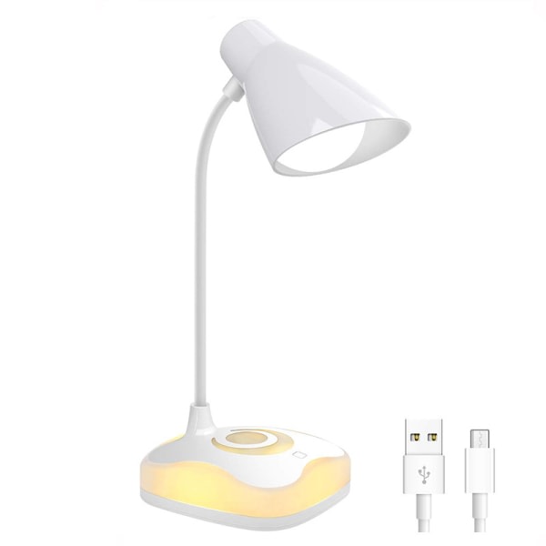 Øyesikker skrivebordslampe USB berøringsbryter nattlampe soverom seng