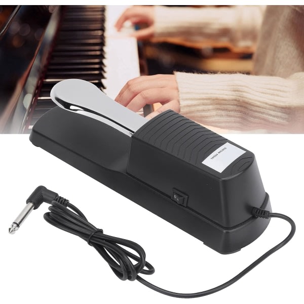 Galaxy Keyboard Sustain Pedal Fotpedal med polaritetsomkopplare Piano Keyboard Fotdämpare, Sølv
