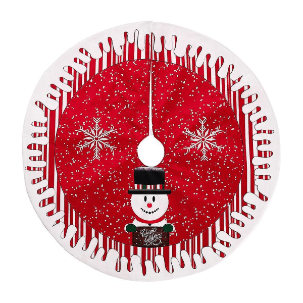 Julgranskjol Santa Snowflake Base Golv Runt cover til julgransprydnadsfest Hem Juldekoration(rød)(1.)