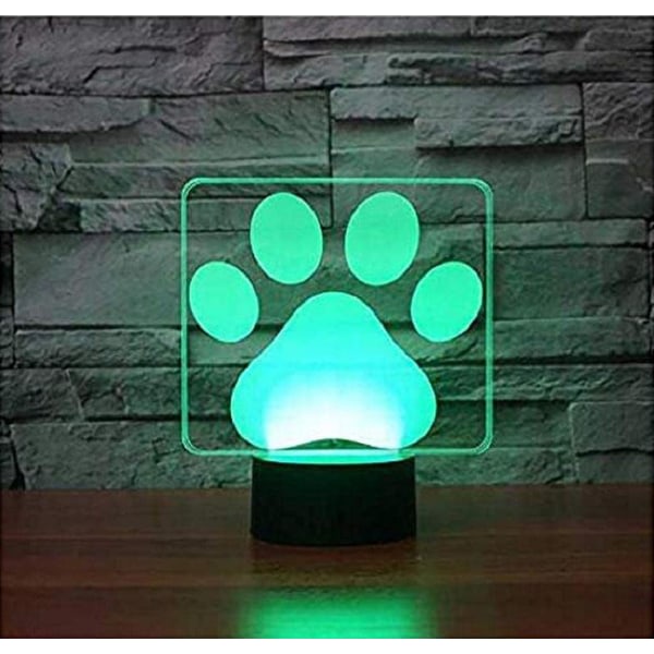 3D Dog Paw Modeling Night Light Touch 7 Color Change LED Ta