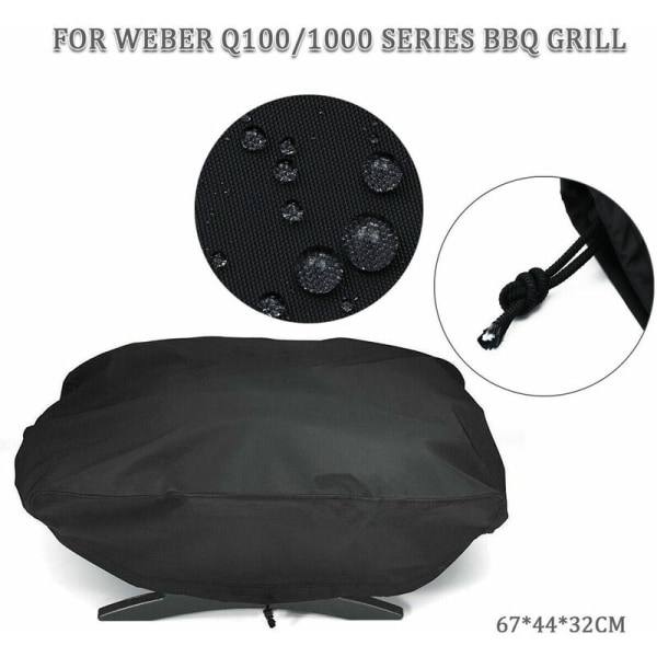 210D suojakansi Weber Q1200 ja 1000 kaasugrilleille, sopii Q1200, Q1400, Q1000, Q100, Q120, Baby Q, UV-suoja