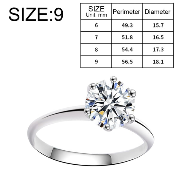 TG Moissanite vihkisormus, klassinen kihlasormus naisille, koko 8