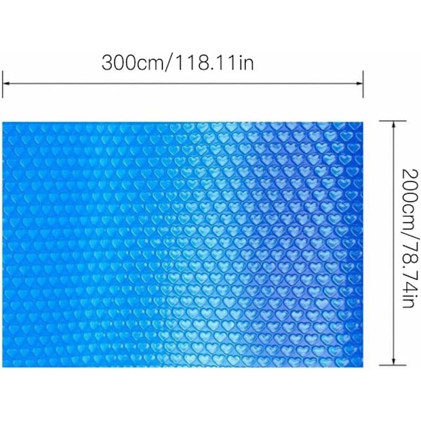 Bubbelplast - Rektangulärt solskydd för pool Skyddande överdrag Solvärmare för pool Utomhus Trädgård Termisk isoleringsfilm för swimmingpool 200cm x 300cm