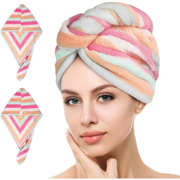 TG Hårhandduk Turbaninpackning 2-pack mikrofiber Snabbtorkande hårhandduksinpackning