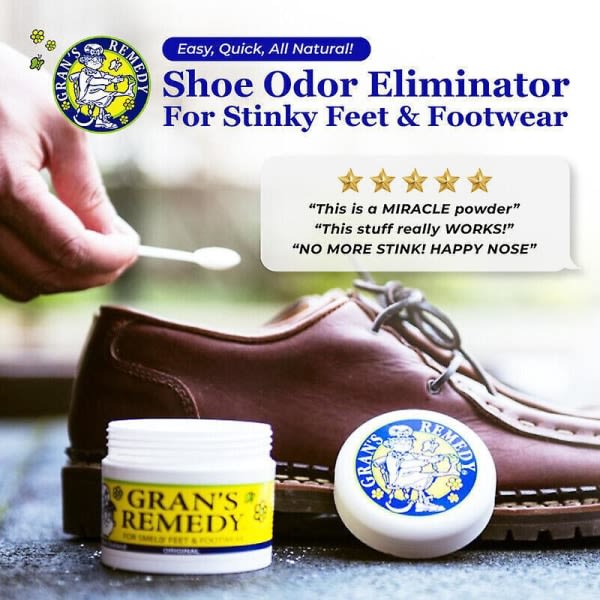 "Cooling Shoe Deodorizer Powder från Gran's Remedy - 50g, Foot Odor Eliminator, Långvarigt skydd, Fräscha fötter, Unisex Us Blue