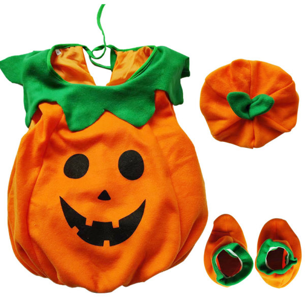 Galaxy Barns Halloween Pojkar Flickor Pumpkin Cosplay Kostym Kl?nning Set 110cm
