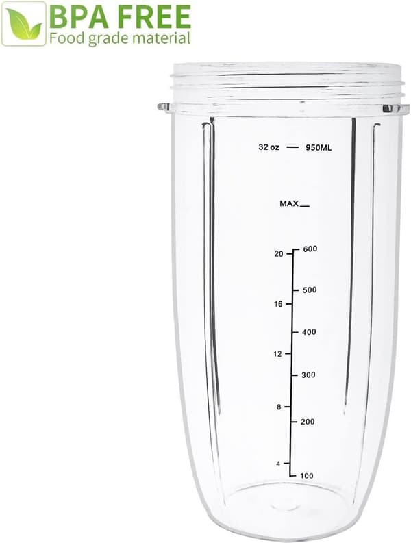 Ersättningsmixerkoppar, 2-pack 32oz med flip-top-lock, kompatibla med NutriBullet 600w/900w, resevänliga