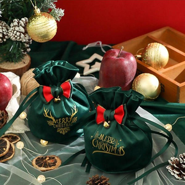 Sammetspåsar med dragsko Smyckespåse för julklappsinpackning Födelsedagsfest Bröllopsfavoriter Godispåse 4,7\" x 5,9\" Vinröd - 1