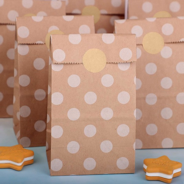 Galaxy Polka Dot Kraftpapperspåsar Hållbara Miljövänliga Frokostbrødsgodispåsar for dagligen