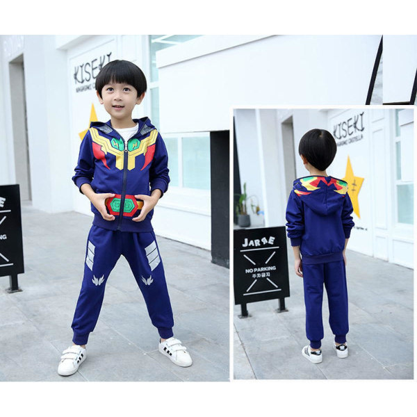 Pojkar Ultraman Kostym Barn Cosplay Hoodie Träningsoverall Set Röd 120 cm Blå
