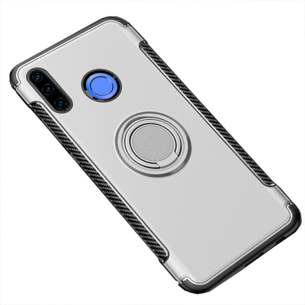 TG Stilrent Floveme Skal med Ringholder - Huawei P30 Lite Sølv