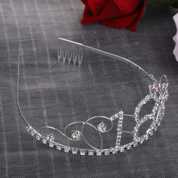 18 födelsedag krona tiara tiara, kristall strass födelsedag krona, födelsedagsdekoration present för kvinnor