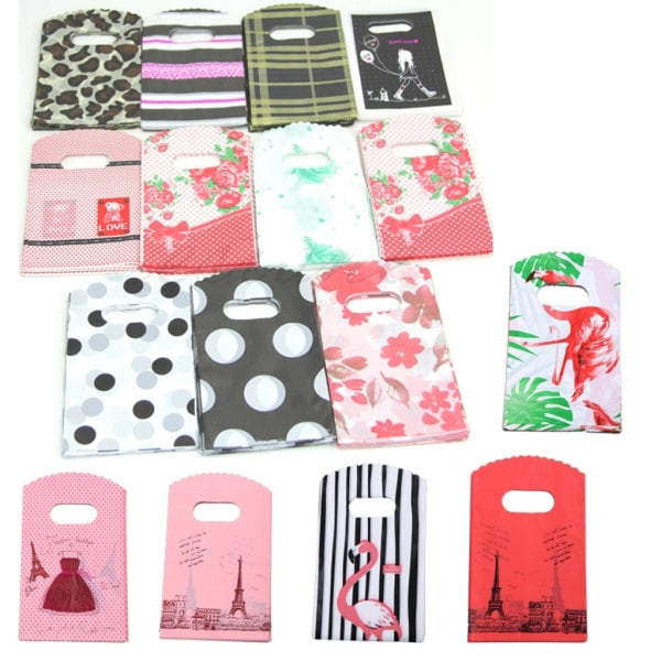 Små Plastpåsar 15X9cm 50st Snygga Smycken Presentförpacknings Påse Paket för Örhängen Armband Halsband Ring Organisation