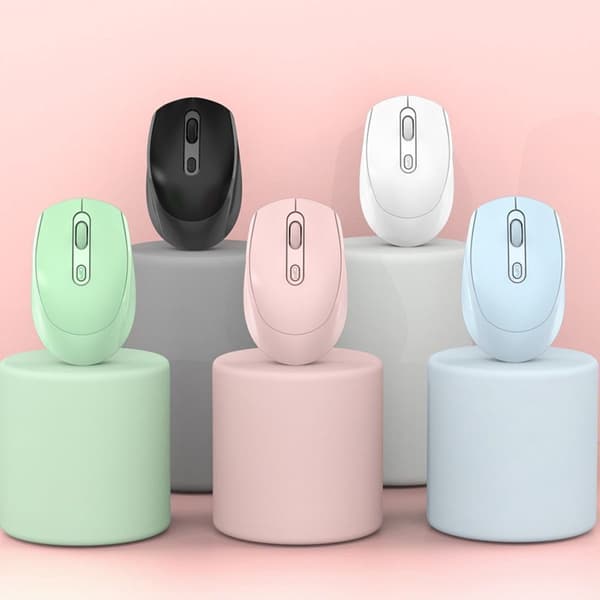 2,4 GHz trådlös Bluetooth-mus 1600 DPI mini optisk mus med 4 knappar, tyst ergonomisk datormus för PC, bärbar dator och Mac, vit