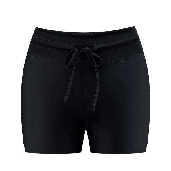 Badbyxor för kvinnor med hög midja Baddräkt underdel Baddräkt Pojkshorts Badkläder Bikini Board Shorts,Svart,M