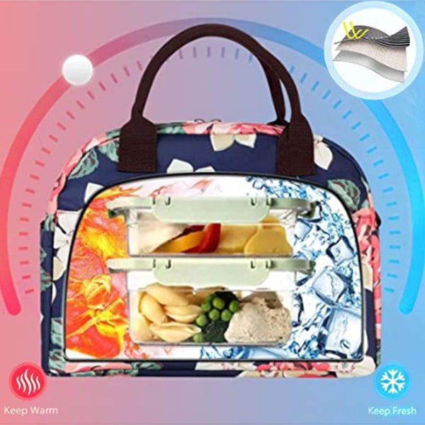 Lounasreppu naisille ja miehille Suuri reppu eristetty ruokakori taskuilla työhön Piknik Matkalounasastiat (Rose)