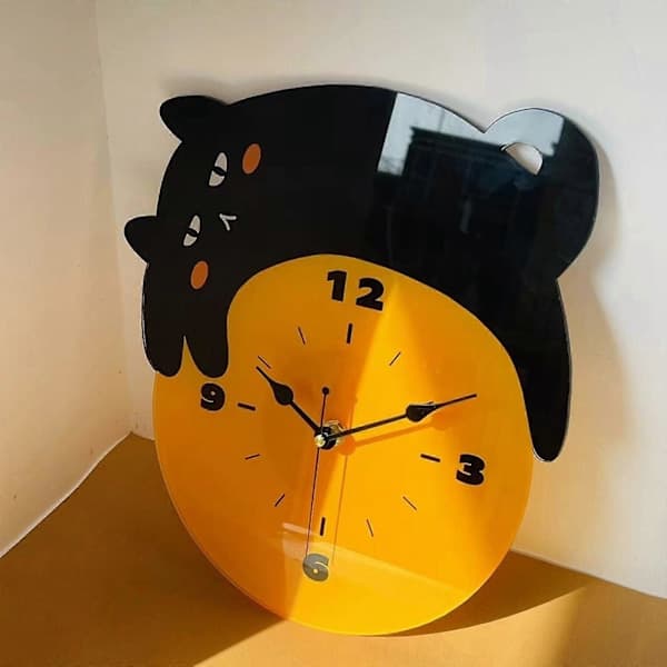 Cat Wall Clock Silent Kitchen Living Room Acrylic School Silent Movement