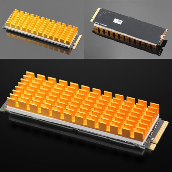 for M.2 Solid State-hårddisk Kylfläns Värmekylare Kylning Aluminium Thermal Pads for stasjonær PC M2 NVME 2280 PCIE SSD Gold