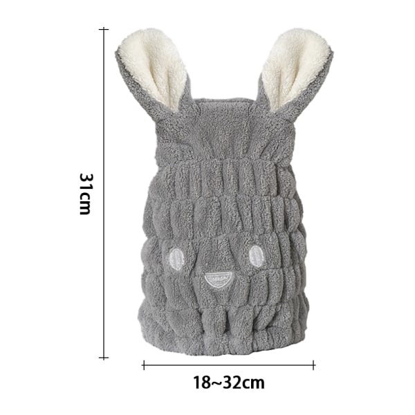 TG Mikrofiber Hårhandduk för Kvinnor/Barn Superabsorberande Mjuk Grå