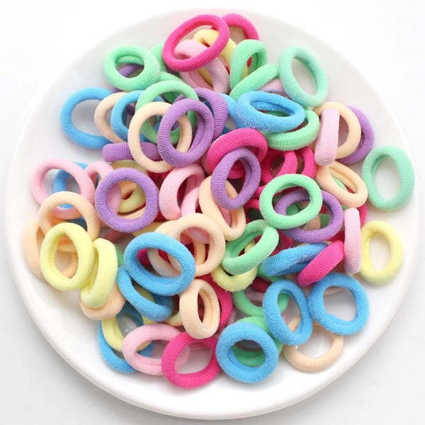 100 stk/sæt Piger Farverige Nylon Hårbånd Børn Hestehaleholder Scrunchie Lille Elastisk Pandebånd Søde Børn Håraccessoirer