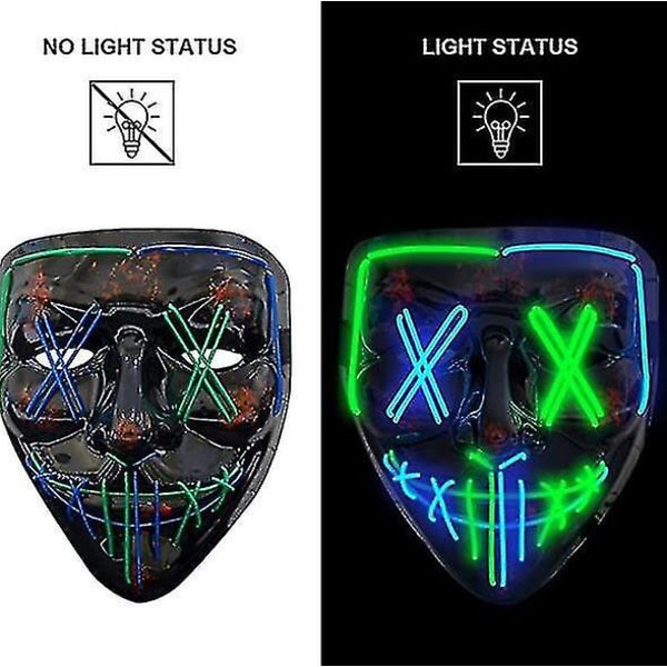 LED Purge Mask Lysende Skremmende Maske for Cosplay Kostyme