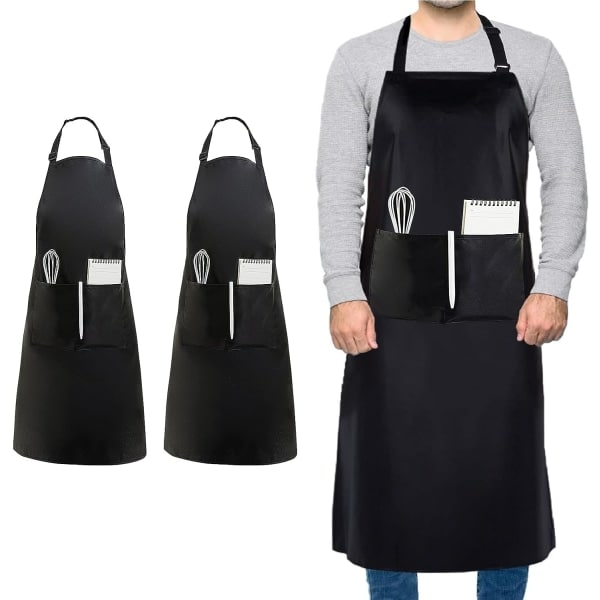 TG 2 kpl Plus Size kokkihaalarit, unisex musta haalari, vedenpitävä haalari