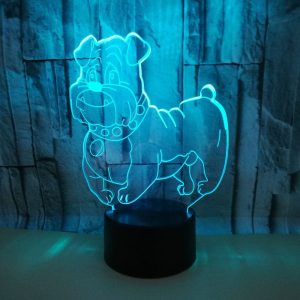 JUSTUP 3D Ny eksotisk hund nattlampe Touch Bord Skrivebord Optisk illusjon lamper 7 fargeskiftende lamper Hjeminnredning Bursdagspresang （Stil K）