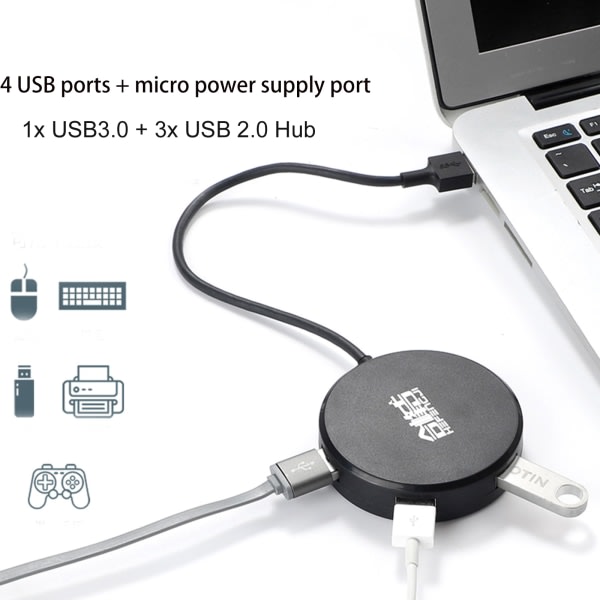 USB Hub-udvidelser 4-ports USB 3.0 Hub 2.0 Hub USB-adapterstation Ultra Slim Bærbar Datahub USB-splitter