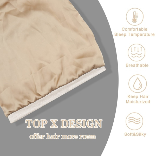 TG Silk Satin Bonnet Hårinpackning för sömn, 2 st Justerbar Silk