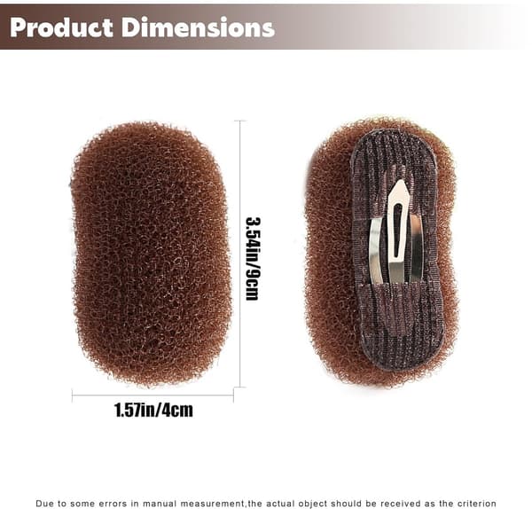 Usynlig Fluffy Hårklemme, 2 Stykker, til Perfekte Puff- og Knoldfrisurer, til Kvinder og Piger, Brun