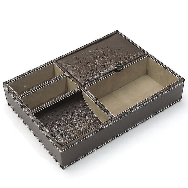 Galaxy Betjänad läderbricka, nattduksbord, organiseringslåda for skrivebord eller byrå, case(brun)