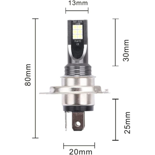 2 kpl LED-ajovalopolttimo, 2525 12LED auton ajovalojen vaihto H3-ajovalopolttimolle DC12V-24V valkoinen 6500K-7500K