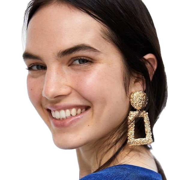 Stora vintage indiska örhängen for kvinner Geometriska golden