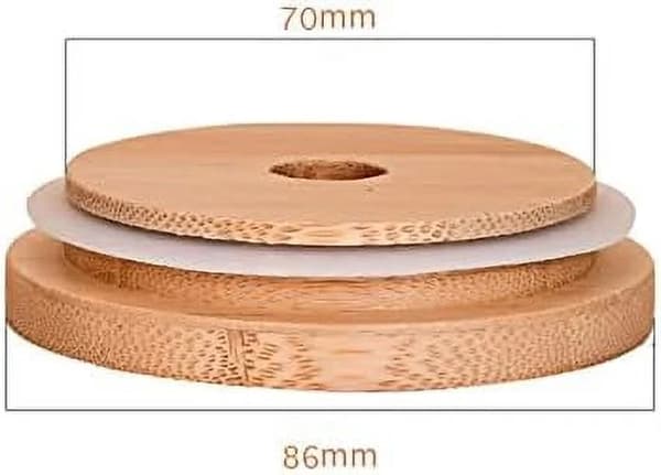 4-pack breda murarburkslock, återanvändbara bambukonserveringslock med sugrörshål, läckagesäkra, 86 mm