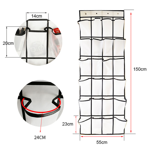 Sko- och hushållsväska med 24 fack, hängande förvaring, vit White 150*55CM