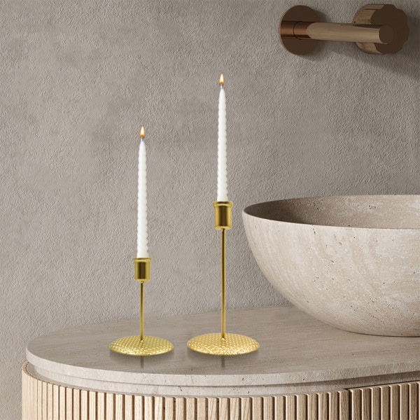 Guld Ljusstake Konisk Ljusstake Metall Ljusstake för Bröllop Middag Heminredning Jubileum 1 Par Guld Kvadrat