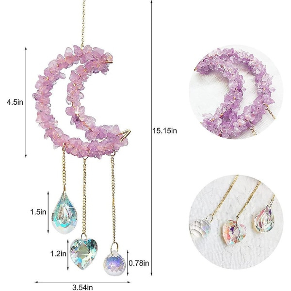 Krystallprismekule Henge Sol Måne Henge Solfanger Ornament Hjem Hage Dekor Måne