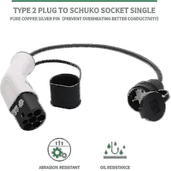 Tyyppi 2 - Schuko 16A EV-lataussovitin Valkoinen Musta_yux