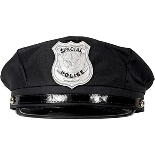 Polishattu Cop Carnival Hats 1 musta poliisihattu, hauska, SWAT