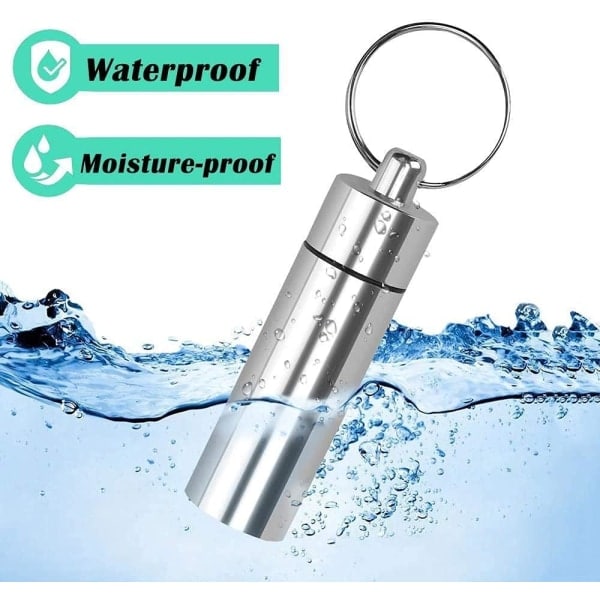TG 3 mini medisinbokser i aluminium (svart, sølv, blå), vanntett