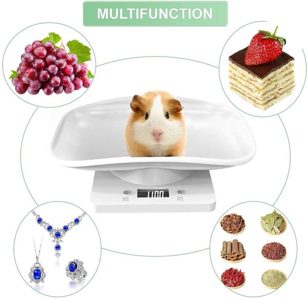 Mini digital husdjursvåg 15 kg 1 g precision med LCD-display, ABS-plattform för nyfödda kattungar, valpar och små husdjur under 29 cm