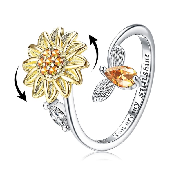 Ångestring för kvinnor Fidget Ring Sunflower Spinner Ring