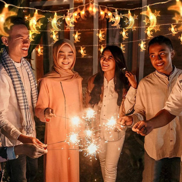 40 LED-valosarjan Ramadan-koristeet Tähti & Kuu Ramadan Mubarakille, kotiin, verhoon, ulkotiloihin ja