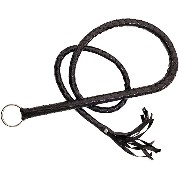 Imiterad l?der Black Whip Costume Whip Handgjord Bullwhip, Whip Costume Accessory